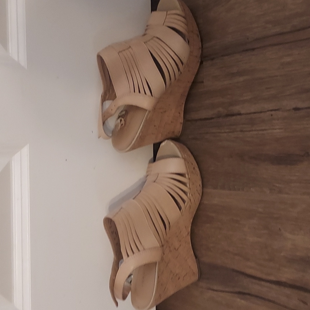 Franco Sarto nude wedge sandals